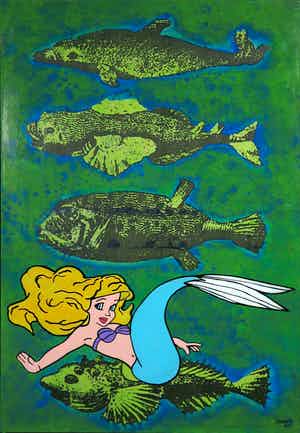 Jan Bollaert - Gemengde techniek op board, Mermaid IV (Groot) verkocht voor € 100!