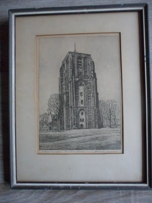 Marius Johannes Janssen - Ets met de Oldehove te Leeuwarden. kopen? Bied vanaf 35!