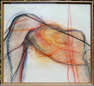 Hans Abbing - Naakte jongeman, tekening met pastelkrijt (ingelijst, groot!) kopen? Bied vanaf 1!