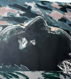 Willeke van Tijn - Ingelijste litho: "Hoofd" - 1984 verkocht voor € 39!