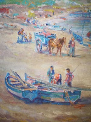 Klaas de Poel - Strandgezicht met zeilboten kopen? Bied vanaf 69!