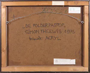 Simon Theewis - Acryl op paneel, De polderpaspop - Ingelijst kopen? Bied vanaf 1!