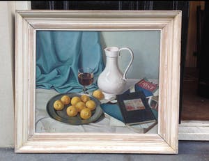 Henk Bos - C1016 - Stilleven met witte kan en wijnglas kopen? Bied vanaf 250!