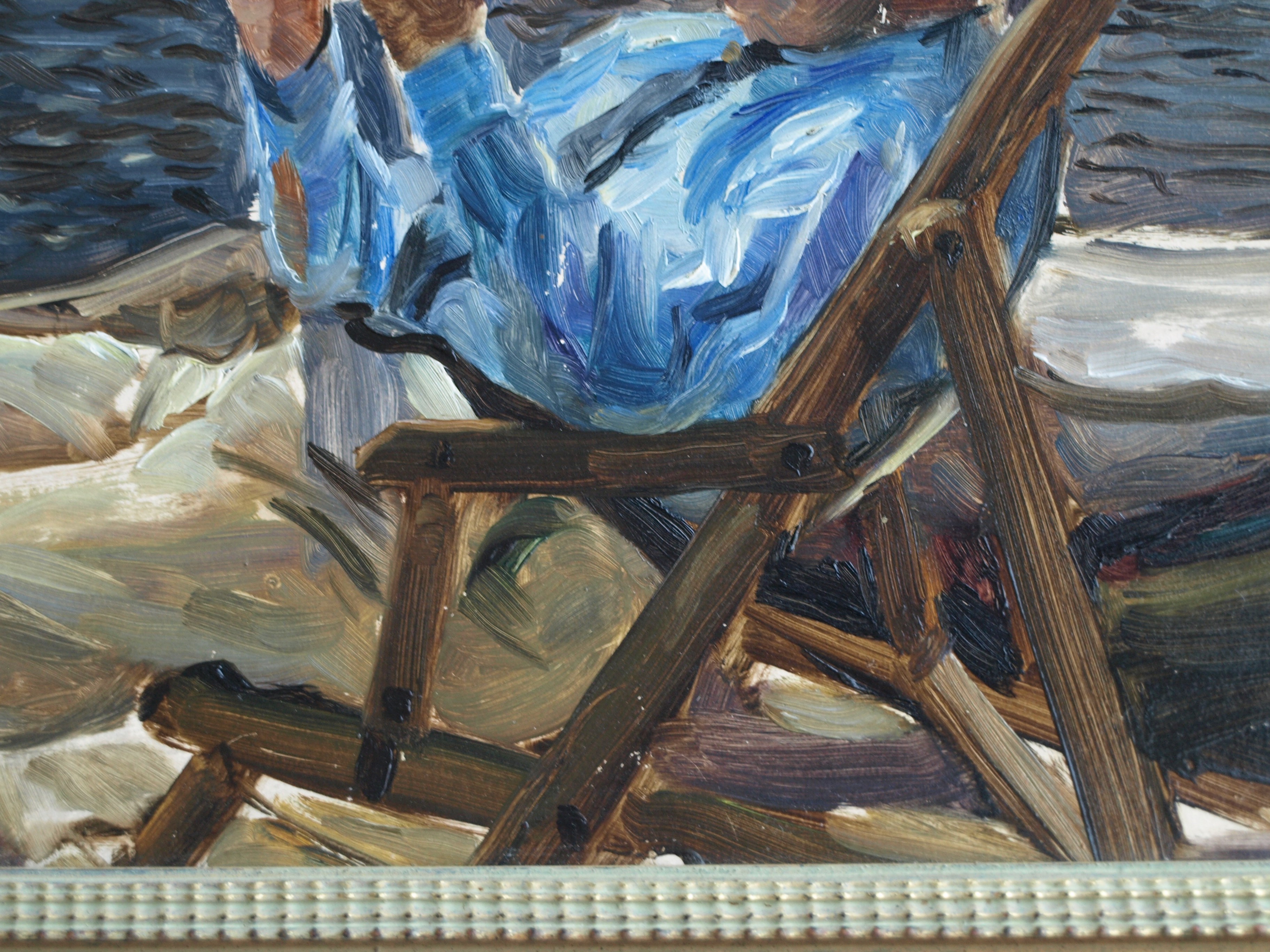 Bethijl Philippus van Romondt - Olieverf op paneel , Man in strandstoel – gesigneerd & ingelijst – 1935 kopen? Bied vanaf 150!