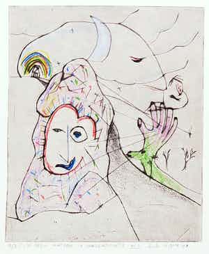 Henk Visch - Handgekleurde ets, De weg, Voortgang in doorzichtigheid nr. 3 verkocht voor € 1!