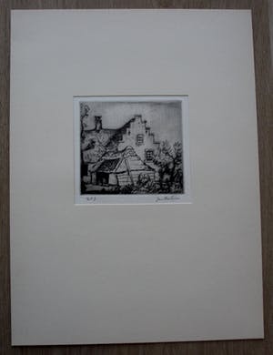 Jan Poortenaar - Ets: Boerderij met trapgevel - 1945 kopen? Bied vanaf 45!