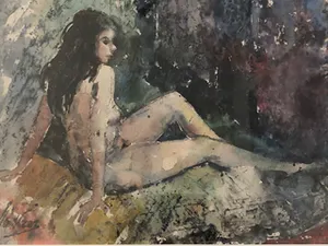 Jan van der Veer - Ruggelings zittend naakt in dromerige setting kopen? Bied vanaf 115!