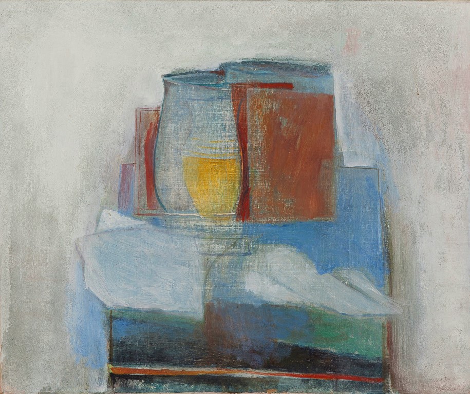 Guus de Ruiter - Stilleven - Olieverf en zand op doek - 1976 verkocht voor € 15!