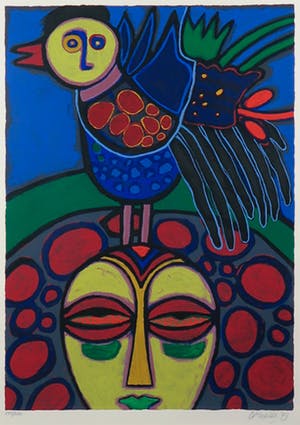 Corneille - Zeefdruk, Masque Africaine - Ingelijst kopen? Bied vanaf 300!