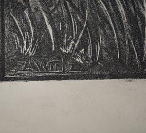 Anton Wirtz - Litho holle boom en Litho landschap - voorkant en achterkant van 1 groot blad kopen? Bied vanaf 35!