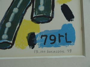 Reinier Lucassen - Ingelijste litho , “Blauw en geel” – 79 x 66 cm – 1979 kopen? Bied vanaf 1!