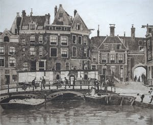 Willem Witsen - Ets - 1912 - het Beurspoortje Amsterdam - fraai ingelijst kopen? Bied vanaf 250!