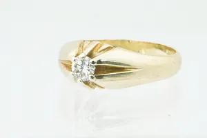 Fraaie  geel-gouden (14 krt) & diamanten (ca. 0.40ct) H/VS unisex solitair-ring kopen? Bied vanaf 470!