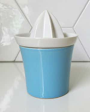 Niet of onleesbaar gesigneerd - Pastel Lichtblauwe Platelen Citruspers verkocht voor € 10!