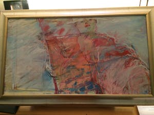 Karin Campfens - moeder in luie fauteuil op balcon kopen? Bied vanaf 880!