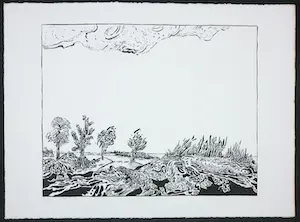 Pieter Holstein - Linosnede, Landschap kopen? Bied vanaf 1!