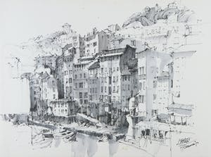 Hen Euverman - Inkttekening, Camogli kopen? Bied vanaf 1!