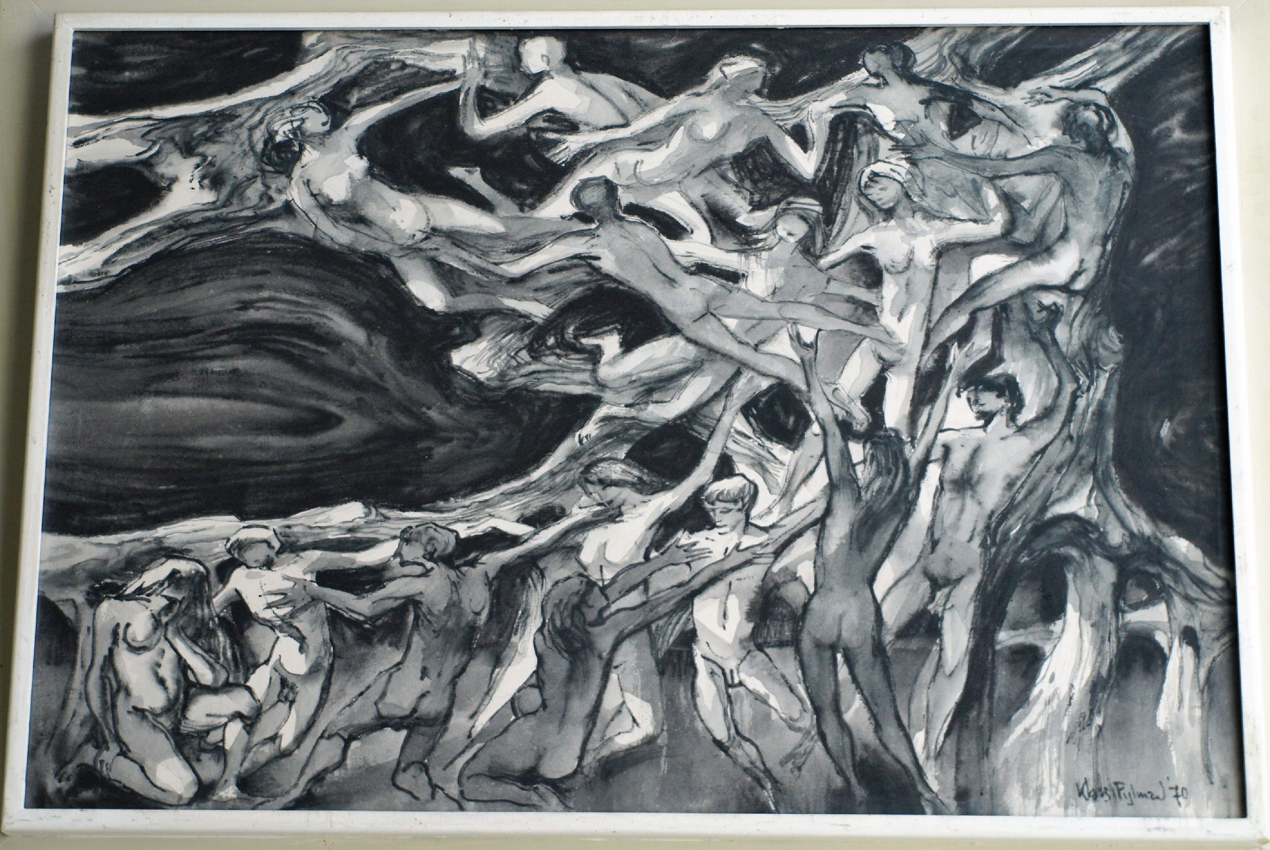 Klaas Pijlman - Pastel en inkt , Naakten – GROOT - ingelijst – 1970 kopen? Bied vanaf 1!