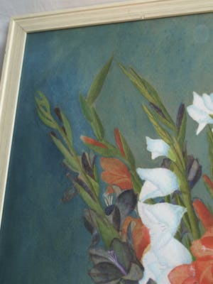 Niet of onleesbaar gesigneerd - Ingelijste gouache , “Bloemen in Vaas” - 1943 kopen? Bied vanaf 1!