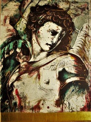Gerti Bierenbroodspot - GROTE gem.techniek (goudverf/olieverf/aquarel) "Medusa torso" fraai ingelijst ! kopen? Bied vanaf 675!