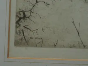 Sal Meijer - Ingelijste ets , Winterse wandeling met schapen in Laren (NH) kopen? Bied vanaf 60!