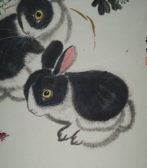 Niet of onleesbaar gesigneerd - twee konijntjes kopen? Bied vanaf 1!
