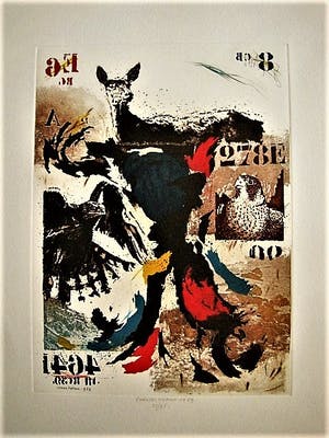 Simon Koene - Fraaie Handgekleurde Ets - Oplage 75 ex. - Havik en Hert - potloodgesigneerd kopen? Bied vanaf 30!