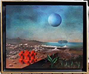 Franz Deckwitz - Surrealistisch nachtelijk landschap, olieverf op paneel (netjes ingelijst) kopen? Bied vanaf 295!