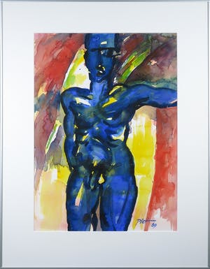 Piet Snoeren - Aquarel, Mannelijk naakt - Ingelijst kopen? Bied vanaf 1!