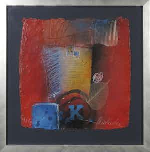 Theo Koster - Zeefdruk en collage, Zonder titel - Ingelijst verkocht voor € 35!