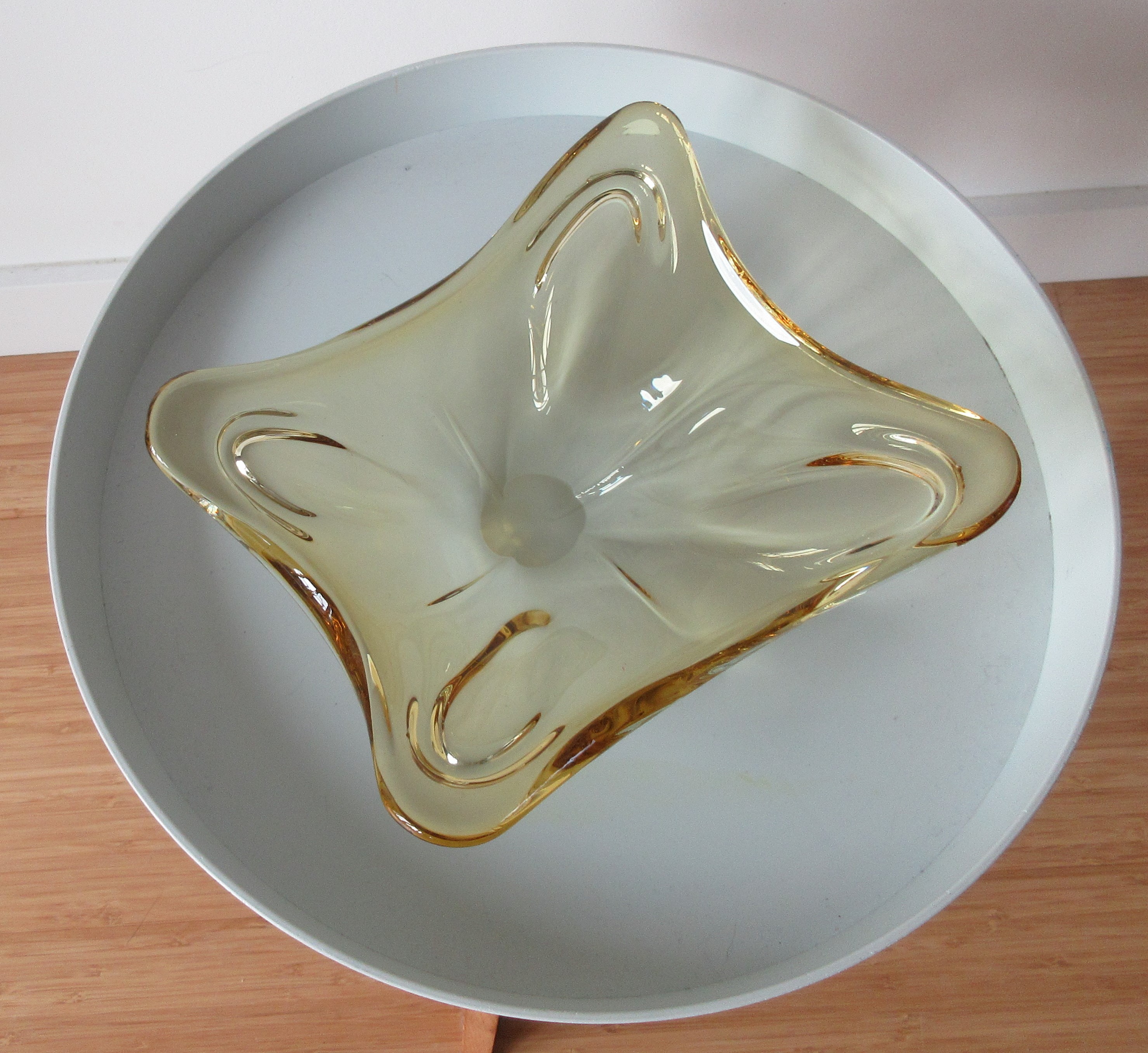 Seguso - Murano fifties amber glazen lens schaal kopen? Bied vanaf 30!