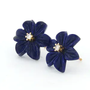 18k rose gouden oorknoppen met lapis lazuli en briljant geslepen diamant 0.08 ct kopen? Bied vanaf 185!