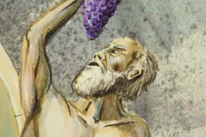 Fabrice Hybert - IN VINO VERITAS, Nackter Weingeist vor Holzfass. Aquarell signert, 1991 kopen? Bied vanaf 49!
