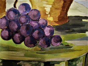 Geni Peter - Mooie in 1946 geschilderde Gouache - stilleven "appels en druiven" - gesigneerd kopen? Bied vanaf 59!