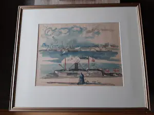 Jacob Kuijper - Aquarel, Langs het IJ harde windt kopen? Bied vanaf 40!