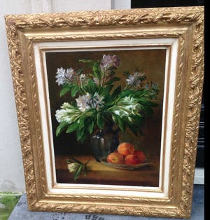 Cornelis le Mair - C2919 - Bloemstilleven met perziken kopen? Bied vanaf 750!