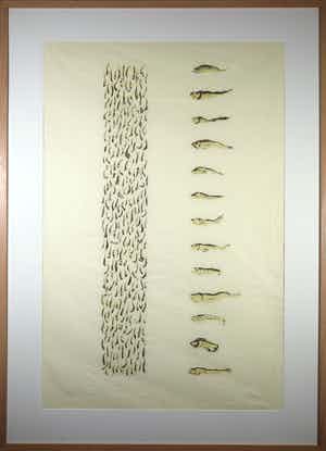 Miranda Penning - Linosnede op Japans papier, Zonder titel (Zeer groot en zwaar!) verkocht voor € 100!