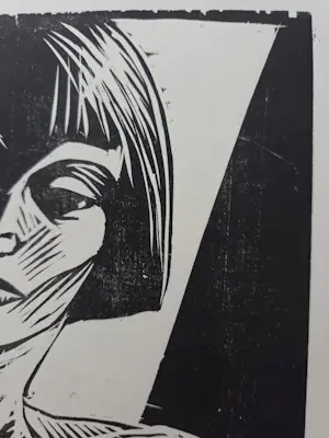 Leon Janssen - Portret vrouw. Naakt. Houtsnede. kopen? Bied vanaf 99!