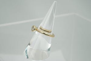 1307 - Elegante 14krt geel-gouden & diamanten (0.25ct) dames fantasie ring kopen? Bied vanaf 170!