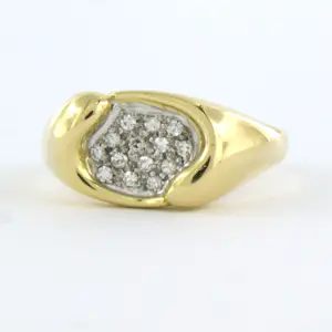 18k bicolor gouden ring bezet met single cut geslepen diamant tot. 0,14ct kopen? Bied vanaf 500!