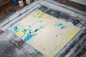 Dominik Smolik - Diptych Naples Yellow Red Light Impasto kopen? Bied vanaf 1!