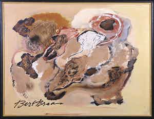 Bert Braam - Acryl op paneel, Abstracte compositie - Ingelijst verkocht voor € 50!