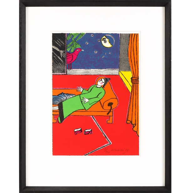 AcheterCorneille - Lithografie uit de serie ‘'Le Rossignol', (De nachtegaal) - 8/120 -1988? Enchérissez de 445!
