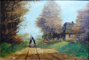 Joke Hartman-Elias - Landschap met boer en kar jaren '50 kopen? Bied vanaf 65!