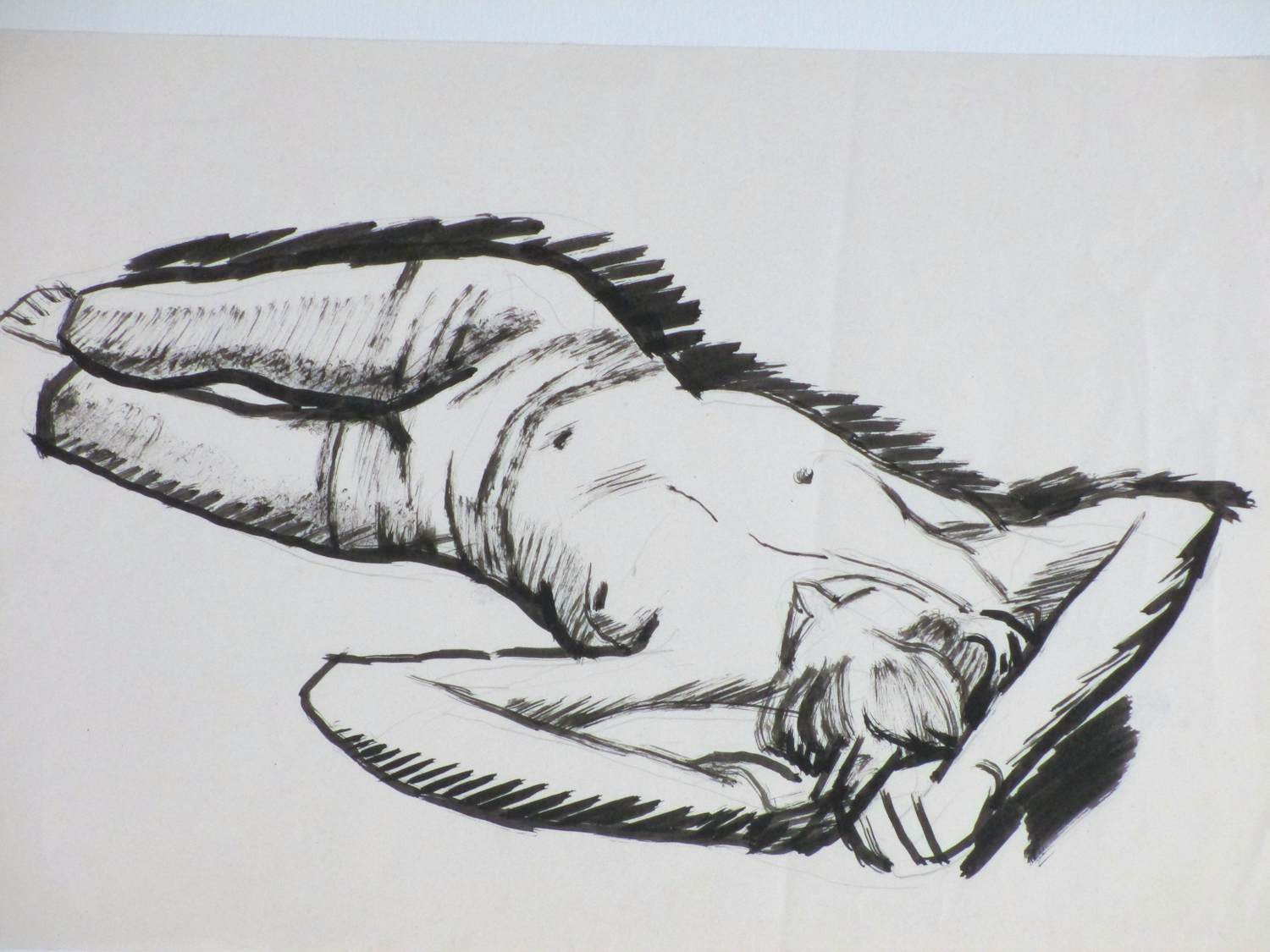 Herman Bieling - Liggend Naakt - Inkttekening kaufen? Bieten Sie von 45!