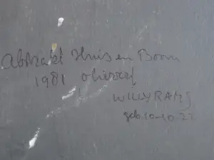 Willy Rams - Naïeve kunstenaar - olieverf 1980 - Abstrakte boom en huis- gesigneerd kopen? Bied vanaf 39!