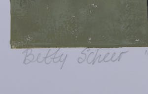 Betty Scheer - Linosnede, Tafel met speelkaarten kopen? Bied vanaf 1!