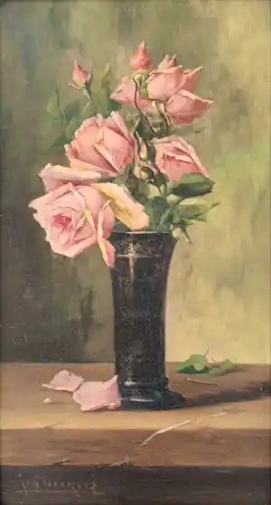 Jan Deckers - stilleven met roze rozen vendu pour 200€ !