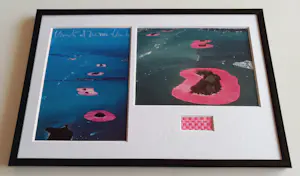 Christo - Surrounded Islands – gesigneerde artcard + 1 met origineel stofstuk kopen? Bied vanaf 390!
