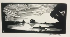 Jan Schonk - Houtsnede "De Plas" 1928; Gesigneerd kopen? Bied vanaf 25!